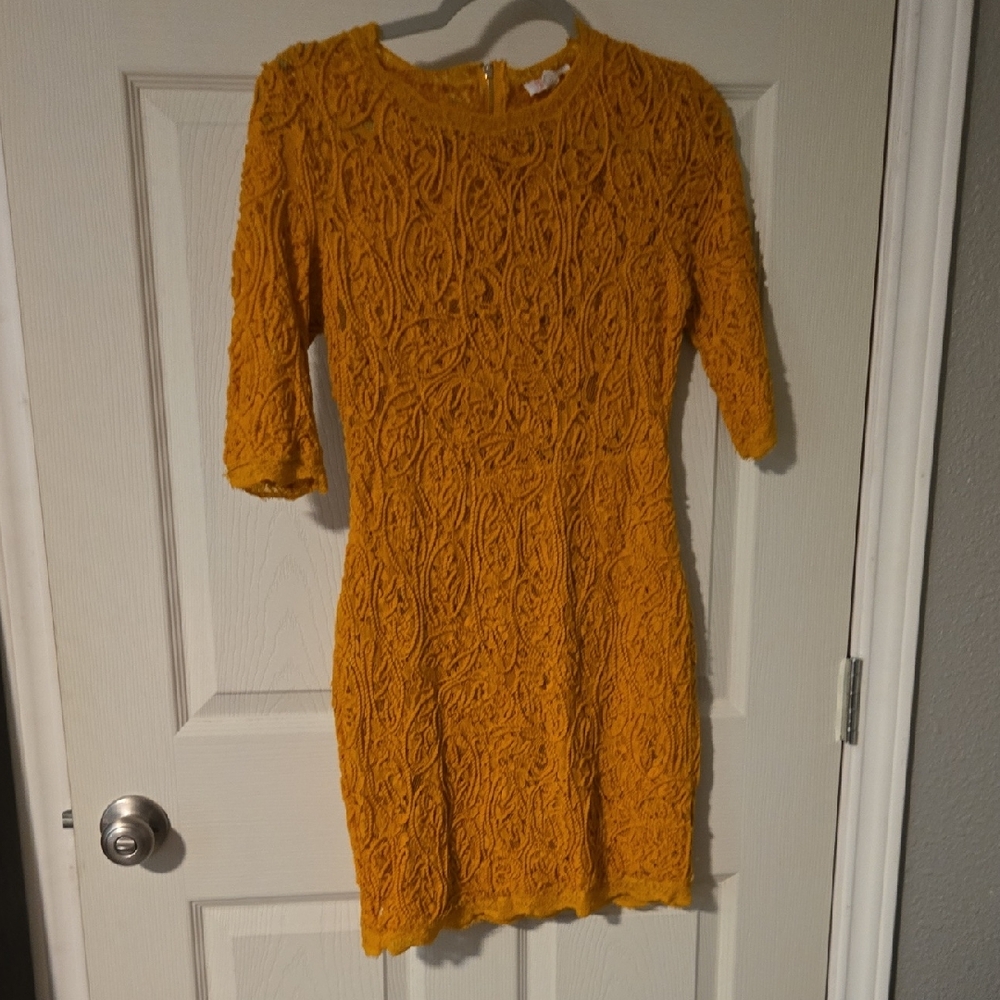 a'gaci Mustard Textured Mini Dress